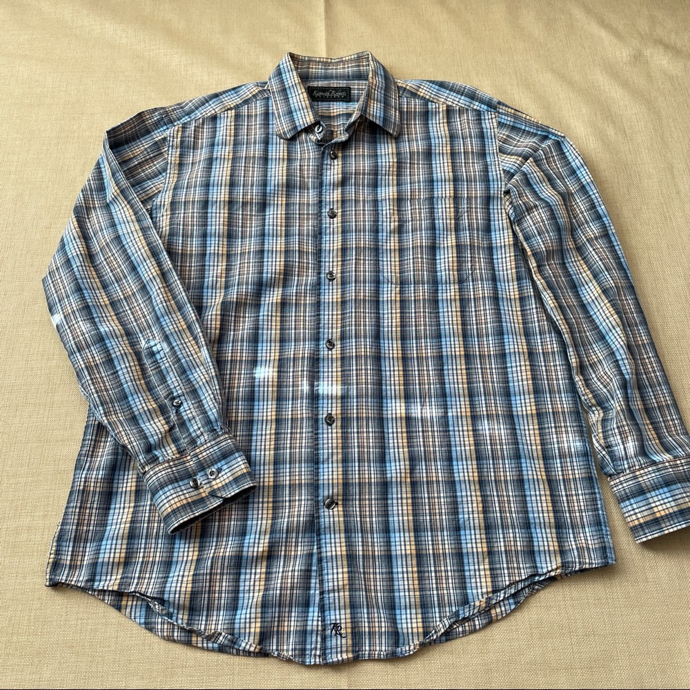 Kenneth Roberts Blue & Yellow Plaid Button Down Shirt